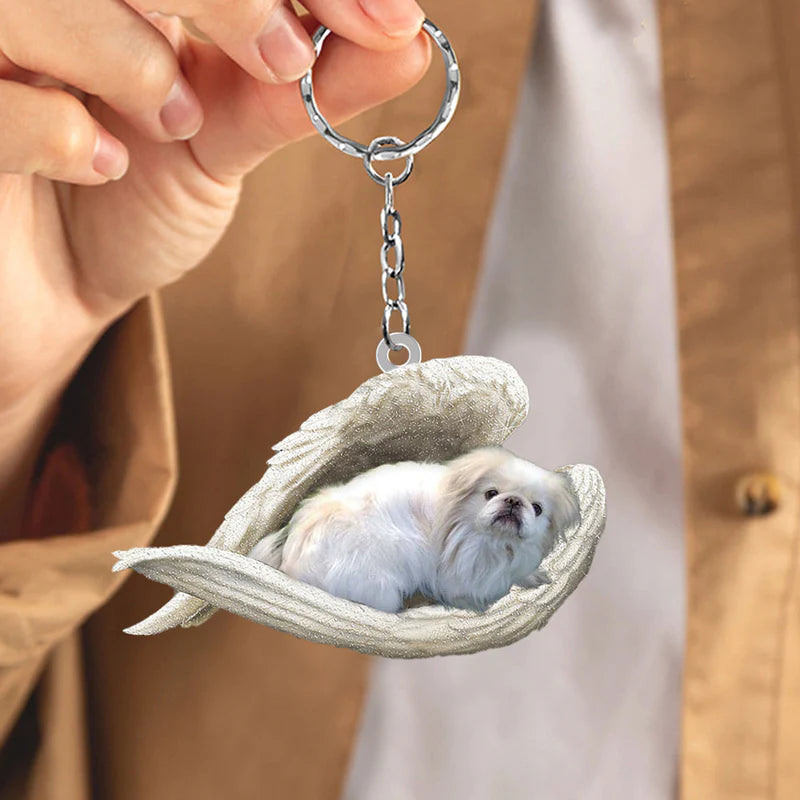 Sleeping Angel Acrylic Keychain Pekingese SA054