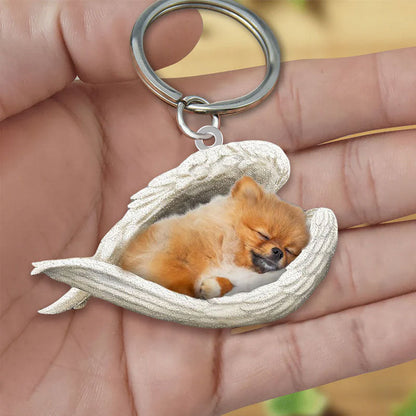 Sleeping Angel Acrylic Keychain Pomeranian SA024